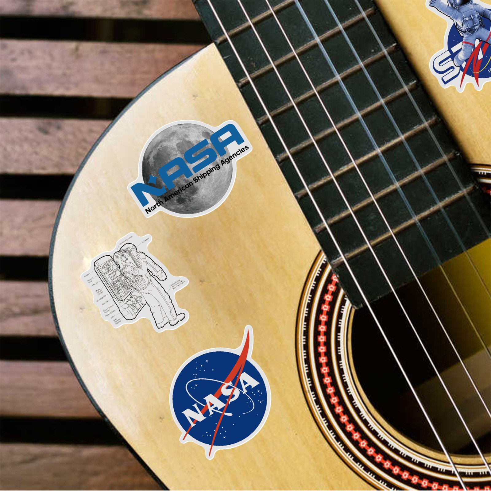 50Pcs Cartoon Space Agency Astronaut Stickers Decorative Label For Luggage Laptop Guitar Notebook Skateboard Waterproof Sticker