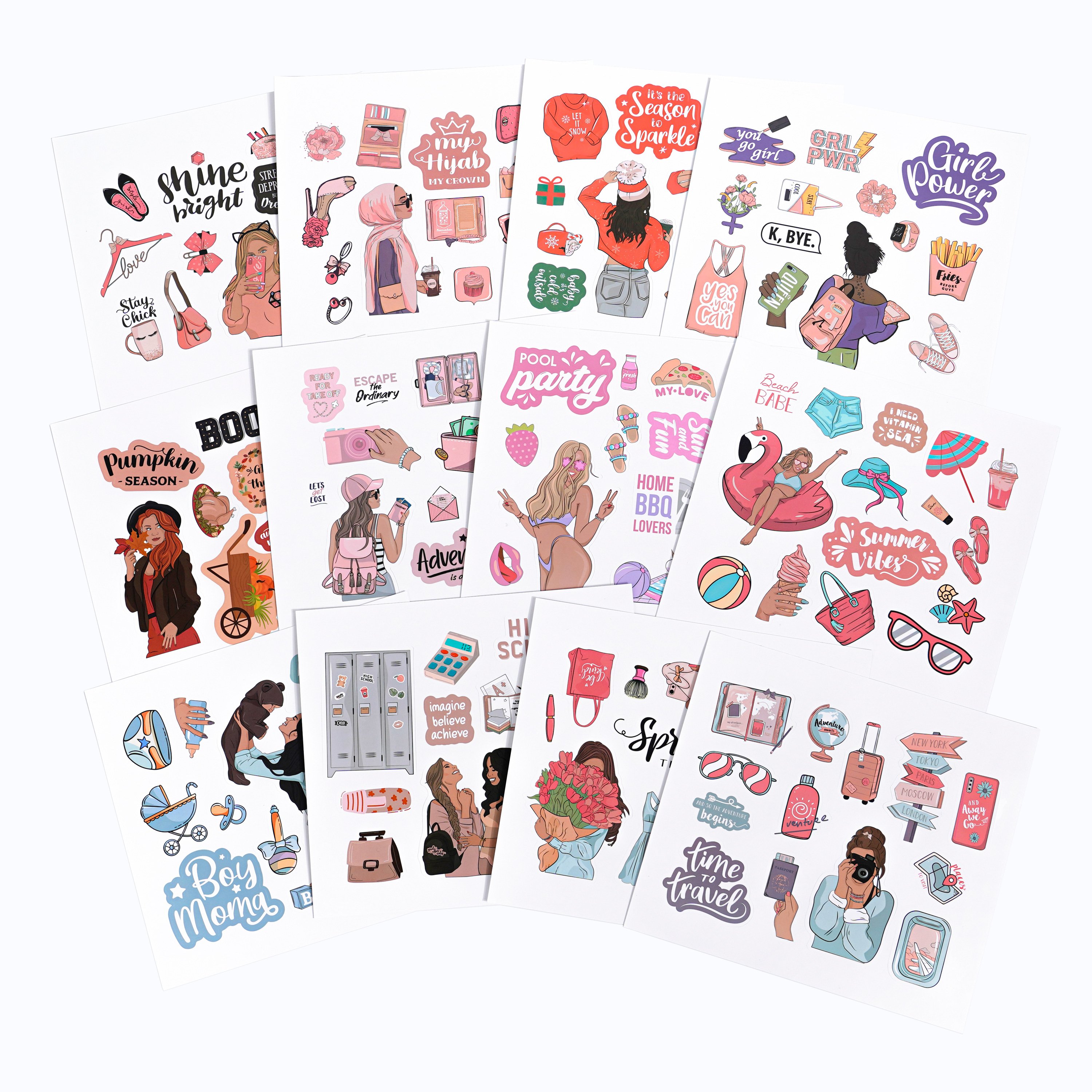 Custom Print Logo Label A4 A5 A6 Self-adhesive Cartoon Stickers Paper Vinyl Waterproof Kiss Cut Sticker Sheets For Kids