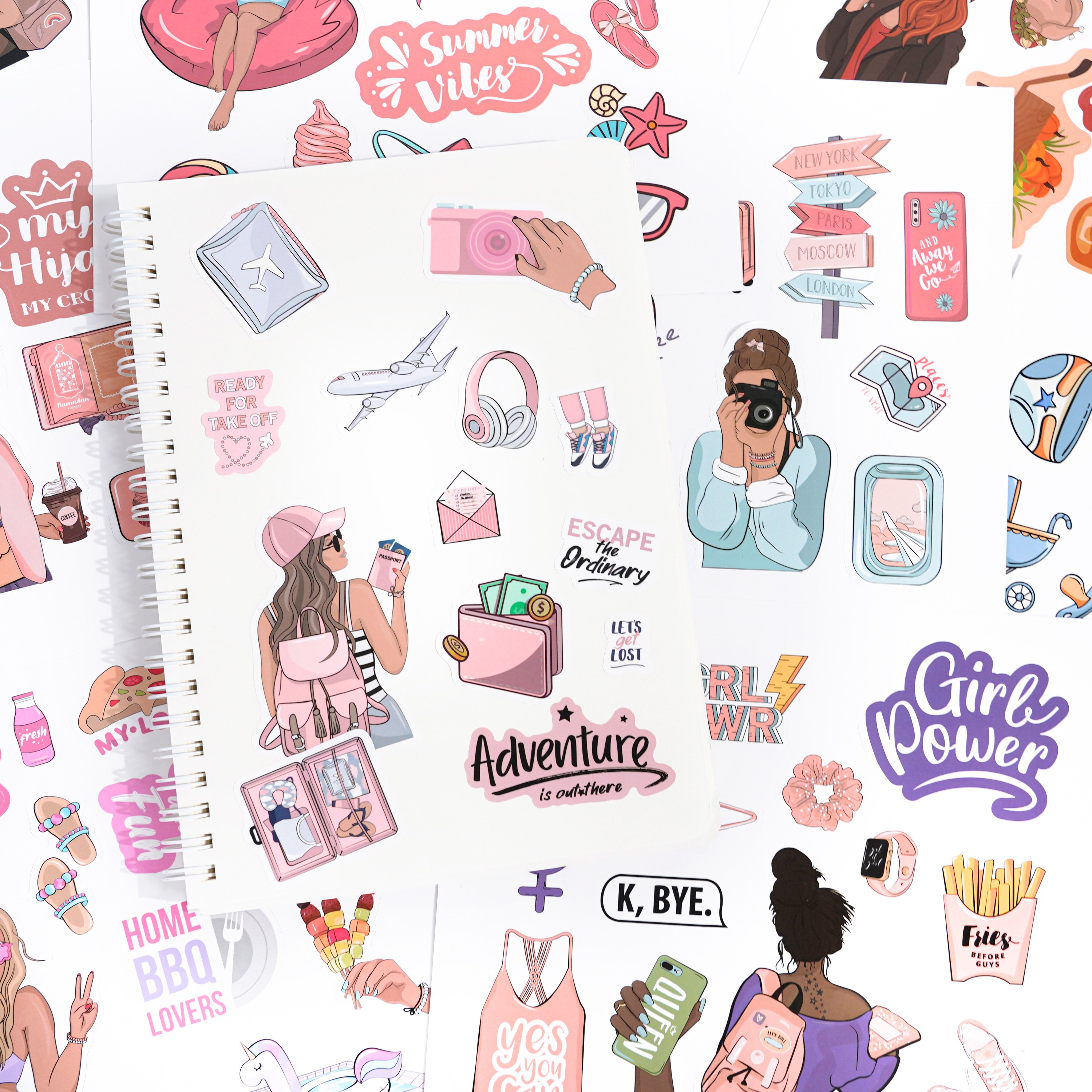 Custom Print Logo Label A4 A5 A6 Self-adhesive Cartoon Stickers Paper Vinyl Waterproof Kiss Cut Sticker Sheets For Kids
