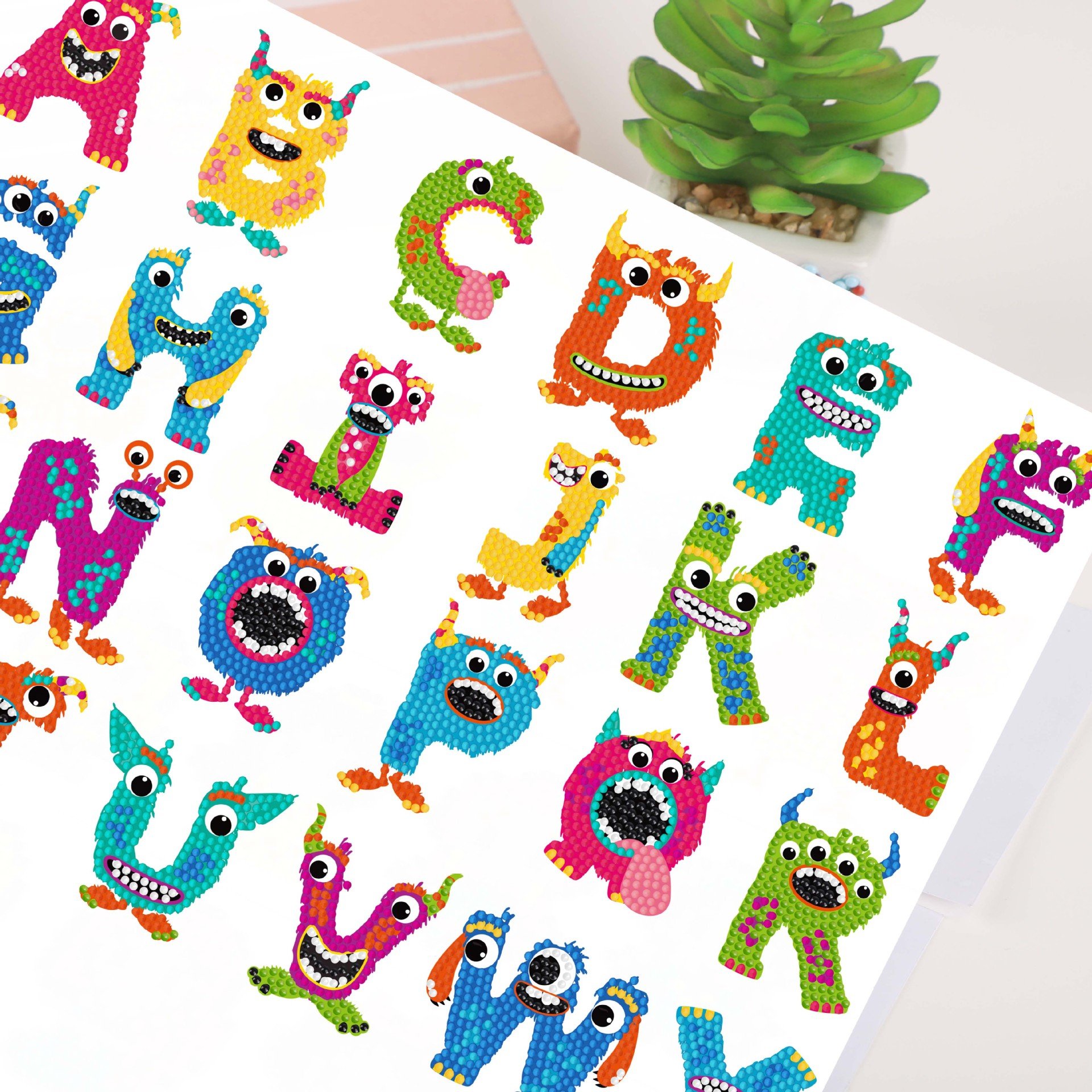 Letters Cartoon Stickers 5D Diamond Painting Kits for Kids Alphabet A-Z Mosaic Sticker Craft Diamond Painting Stickers Kit