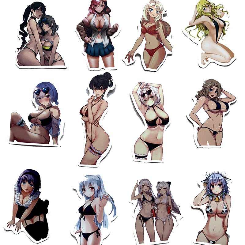 Hot Sale Kawaii Beautiful Girl Photos Holographic Sticker Cartoon Anime Sexy Girl Logo Printing Vinyl Adhesive Hologram Stickers