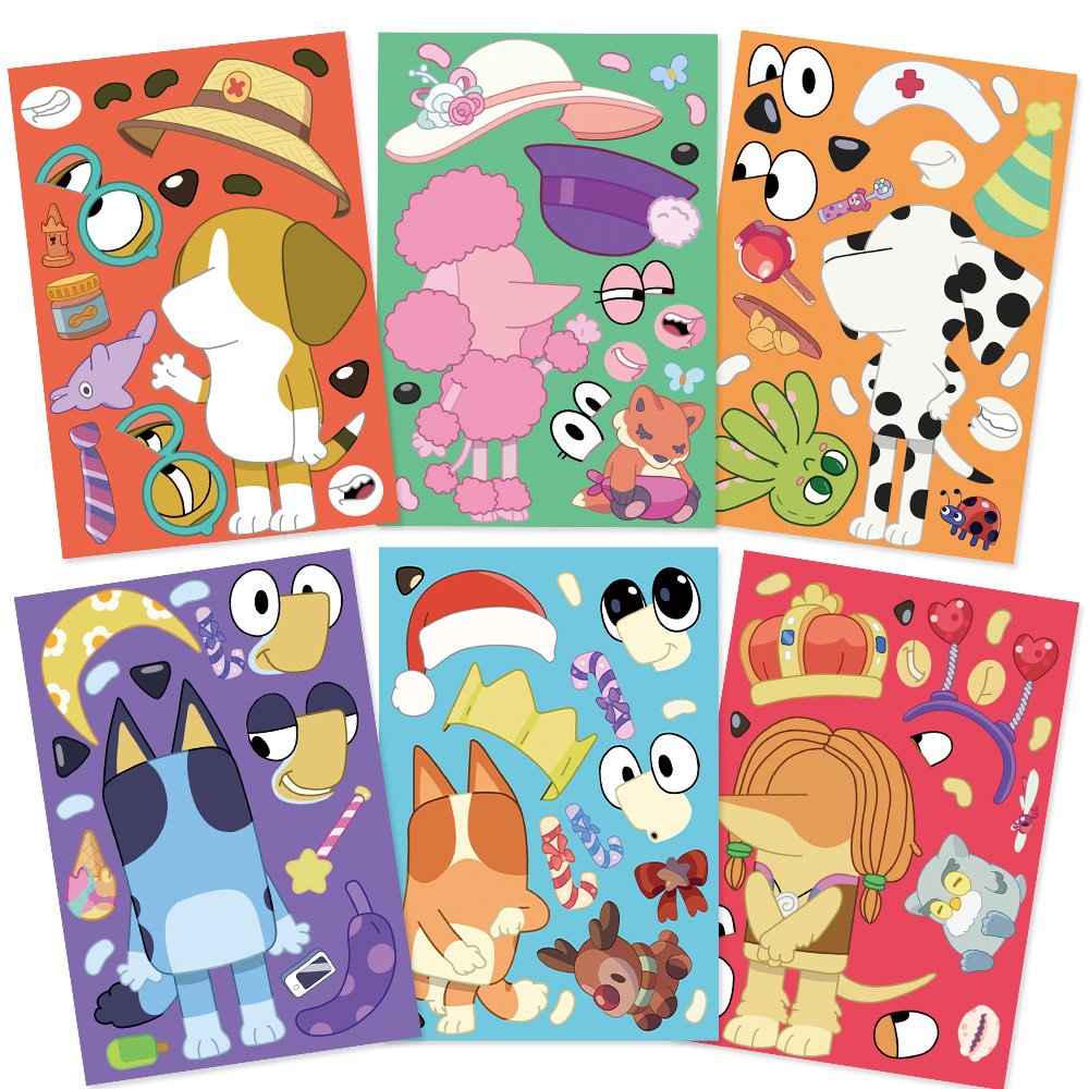 8 Sheets Popular Cartoon Movie Characters Toy Puzzle Stickers Children Make a Face Animal Sticker Diy Decor Waterproof Toy Gift