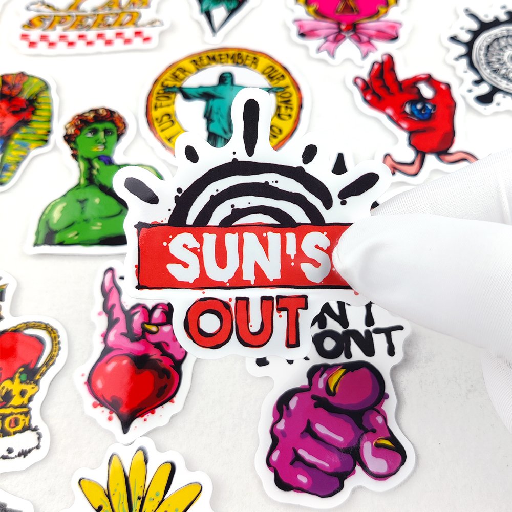 Custom Design Logo Print Self Adhesive Waterproof PVC Vinyl Cartoon Anime glitter Die Cut Sticker