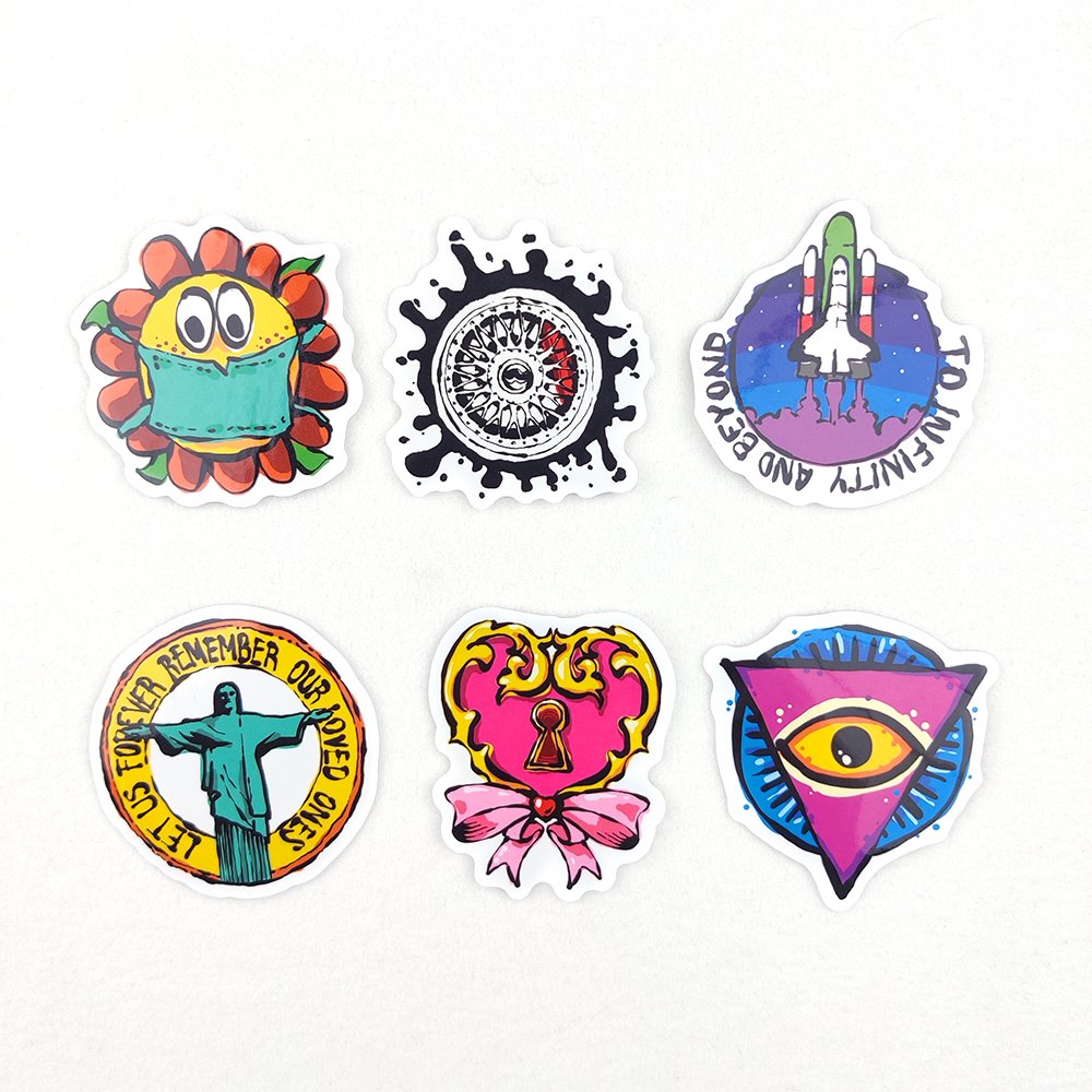 Custom Design Logo Print Self Adhesive Waterproof PVC Vinyl Cartoon Anime glitter Die Cut Sticker