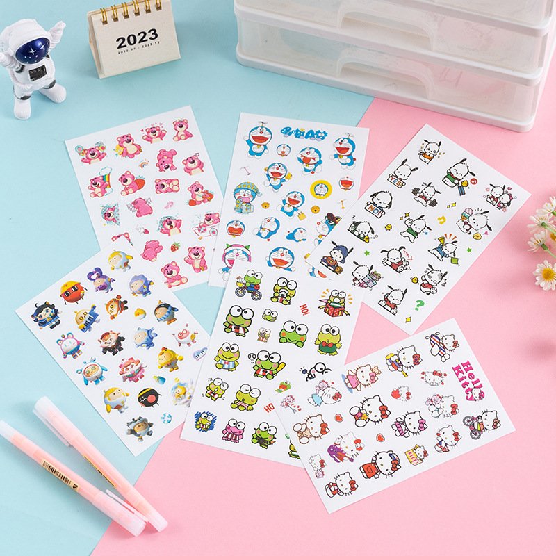 Japanese school supply hello kt Laser sticker Creative tray stick cute kerokero eroppi accessory 3D sticker cartoon stationer