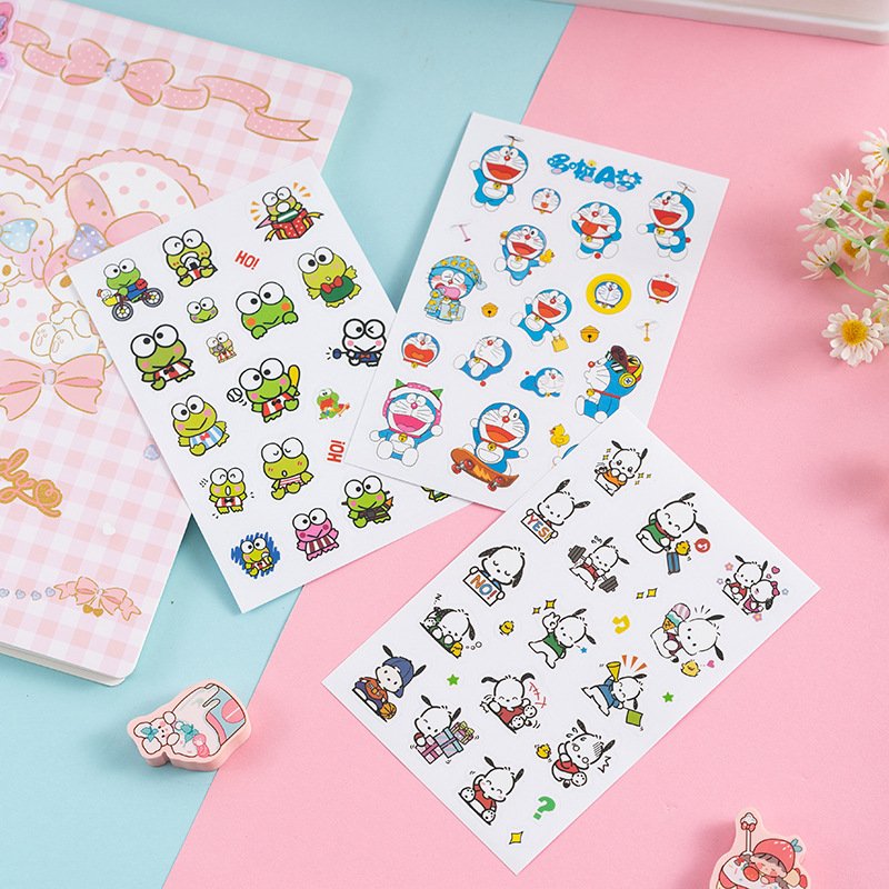Japanese school supply hello kt Laser sticker Creative tray stick cute kerokero eroppi accessory 3D sticker cartoon stationer