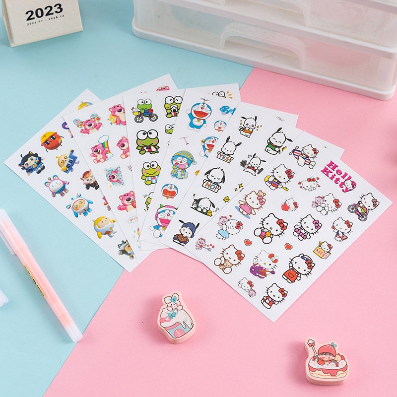Japanese school supply hello kt Laser sticker Creative tray stick cute kerokero eroppi accessory 3D sticker cartoon stationer