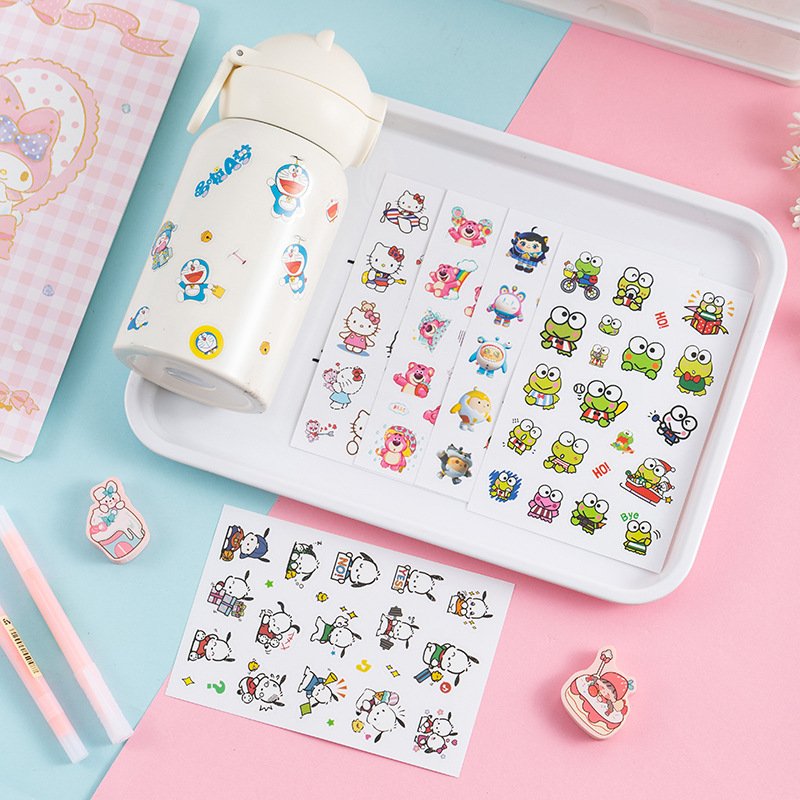 Japanese school supply hello kt Laser sticker Creative tray stick cute kerokero eroppi accessory 3D sticker cartoon stationer