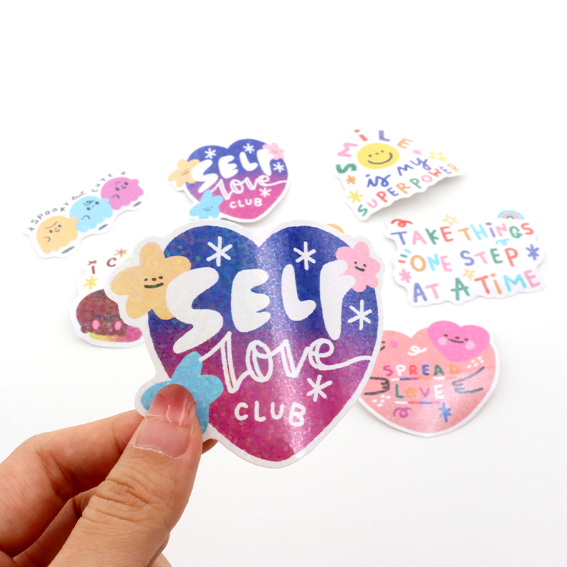 Print durable Waterproof Vinyl custom Holographic sticker decoration hologram bike laptop Custom die Cut Sticker
