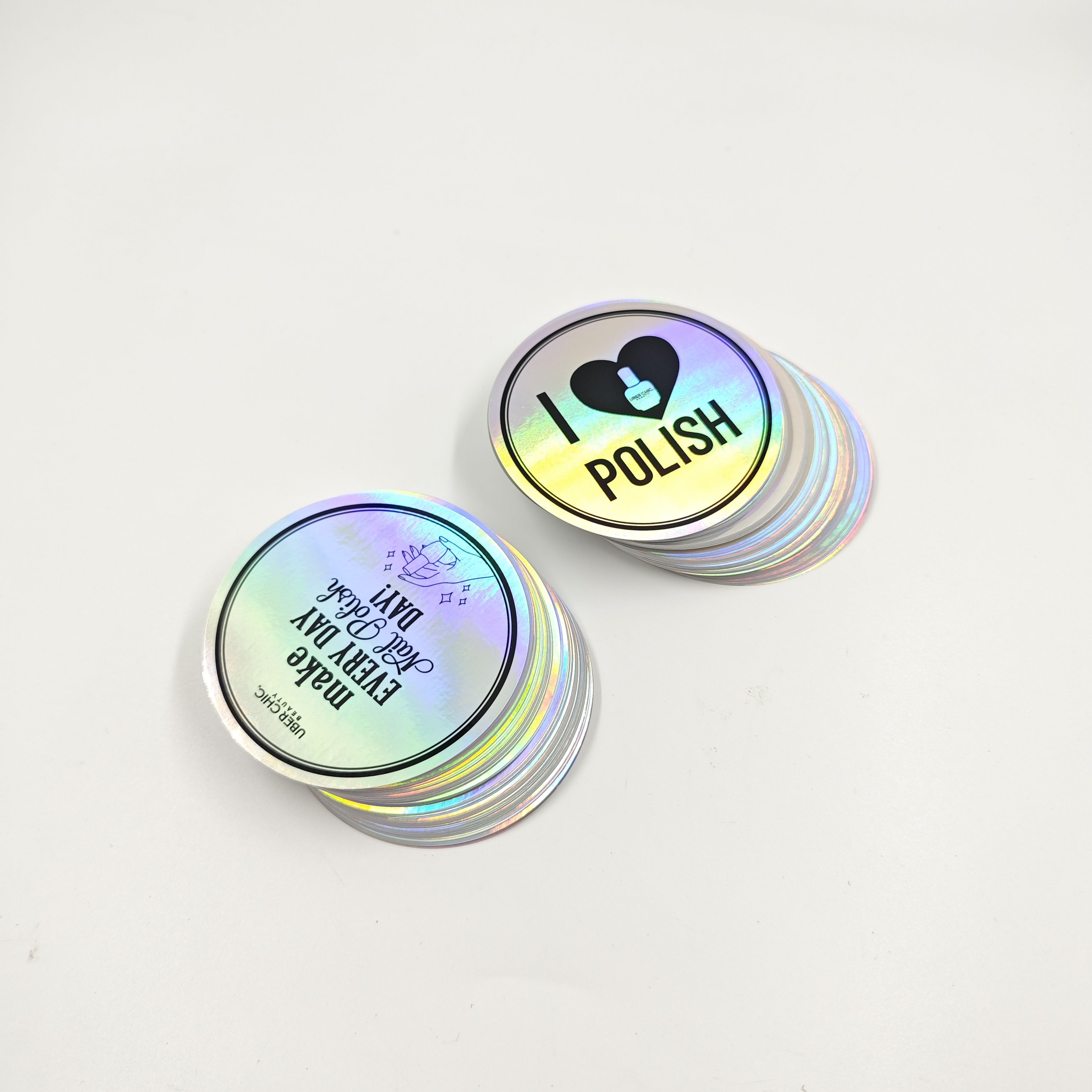 Custom Private Logo Printing Rainbow Shiny Hologram Vinyl Sticker Gold Stamping Cartoon Style for Promotional Gifts