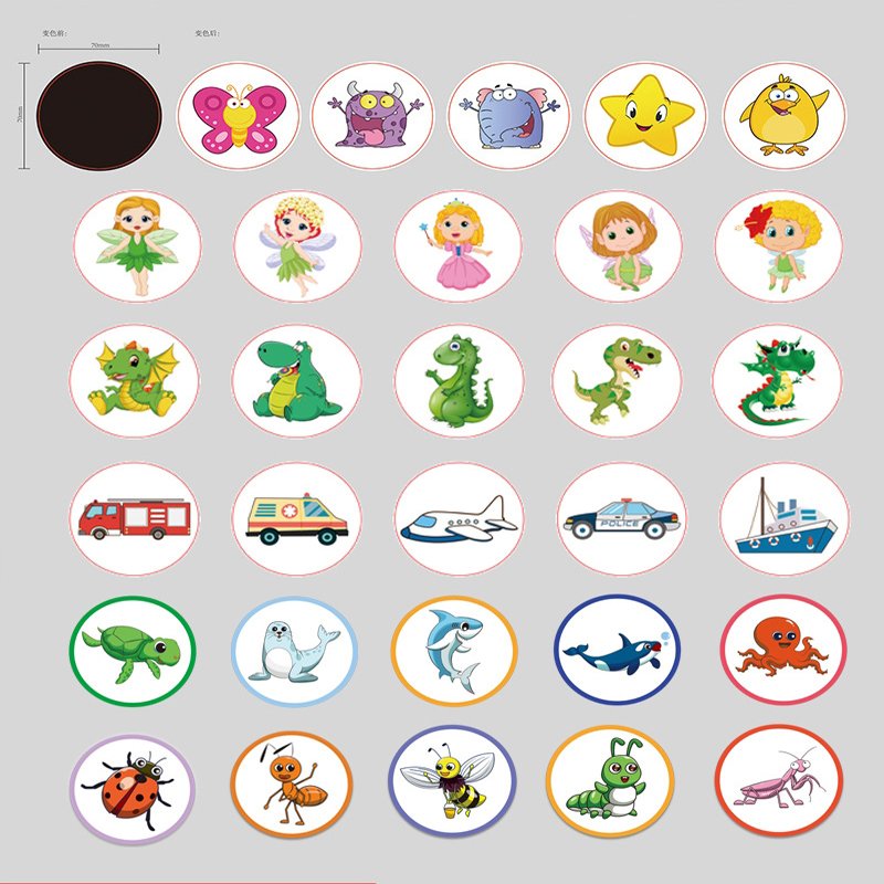 Cartoon Thermochromic Stickers Children's Toilet Training Stickers Can be Customized Thermochromic Stickers