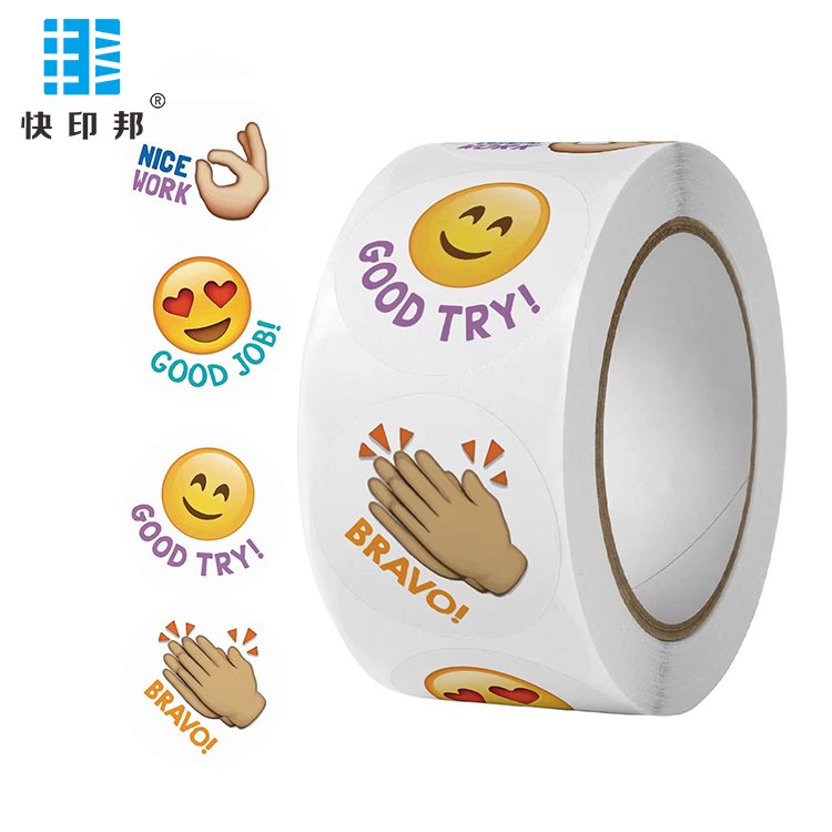 Wholesale Smiley Face Emojis Toy Cartoon Stickers Classroom Children's Reward Label Box Seal Sealing Sticker Custom Logo