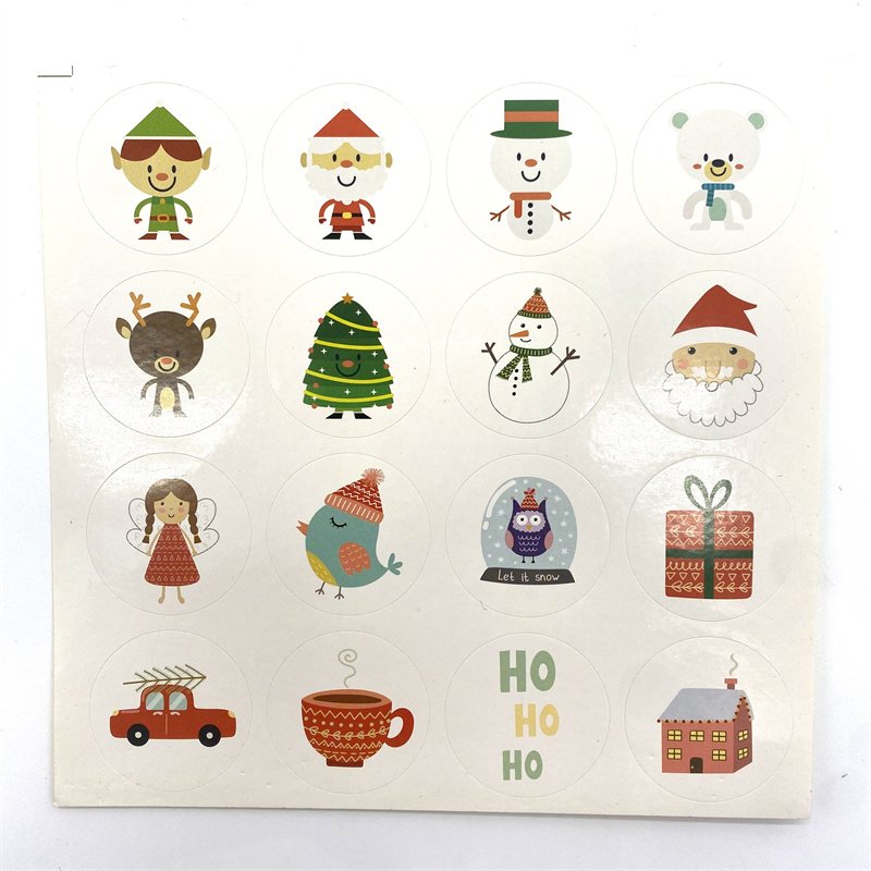 160pcs per Pack Cartoon Christmas Round Baking Gift Packaging Candy Bag Sealing Stickers