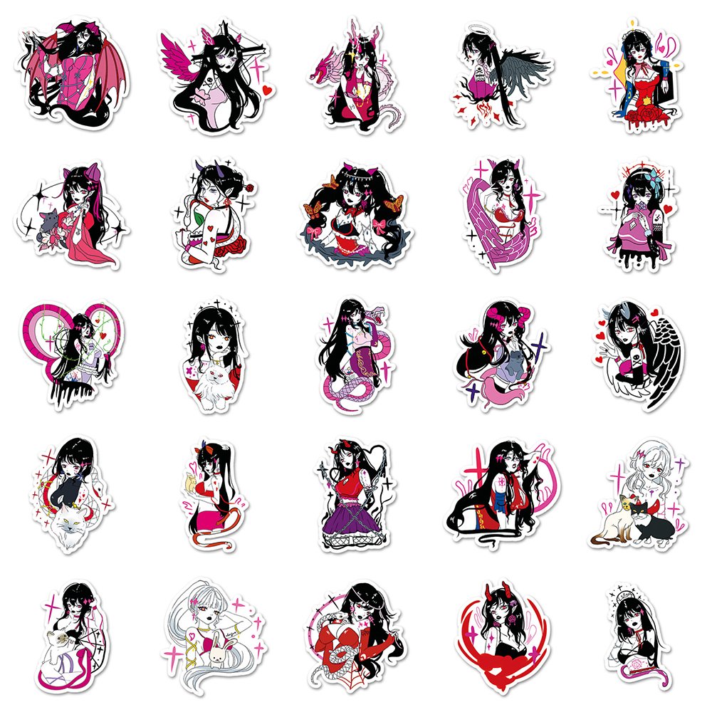 Wholesale 50pcs Original Cartoon Girl Anime Sticker Customized BOPP Waterproof Decoration for Laptop Luggage Vehicle