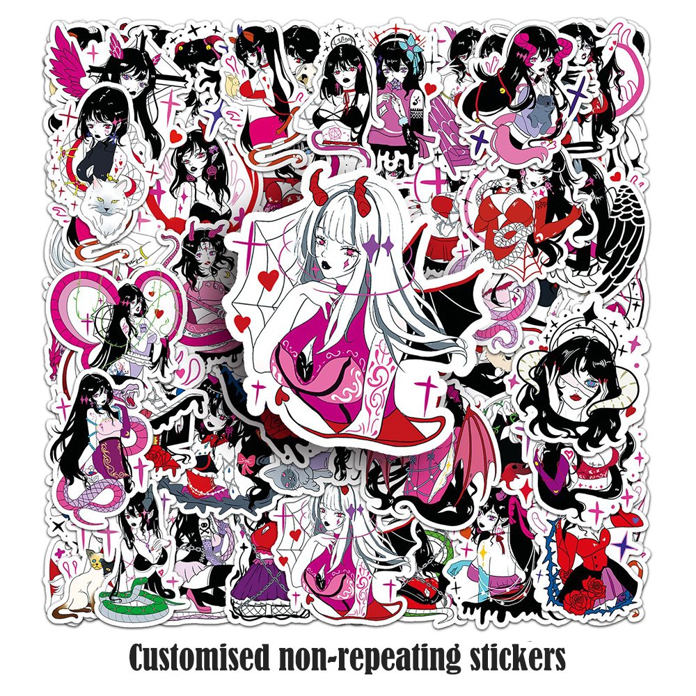 Wholesale 50pcs Original Cartoon Girl Anime Sticker Customized BOPP Waterproof Decoration for Laptop Luggage Vehicle