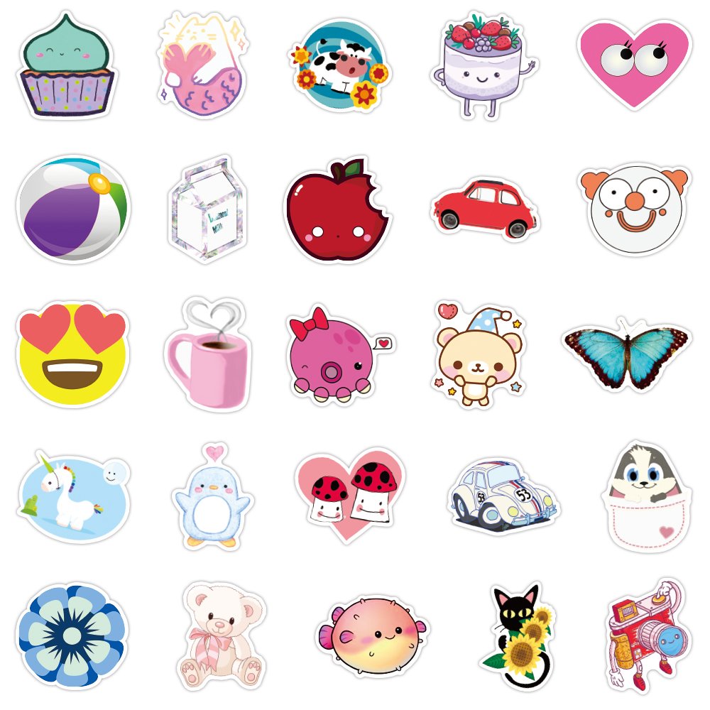 50pcs Colorful ctue cartoons graffiti stickers packs for motorcycle suitcase guitar notebook wholesale pvc