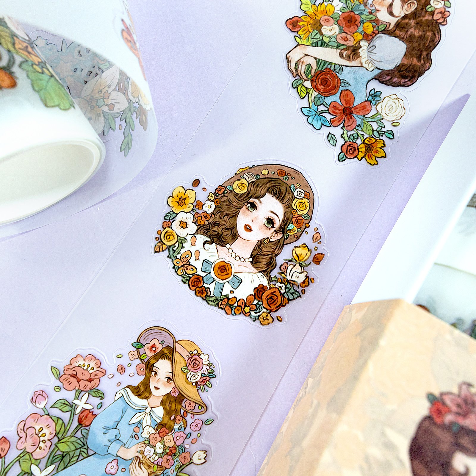 DH Original Designs Pre Cut Matte PET Tapes Stickers For Craft Scrapbook Laptop Phone DIY Cute Girls PET Washi Tape Set