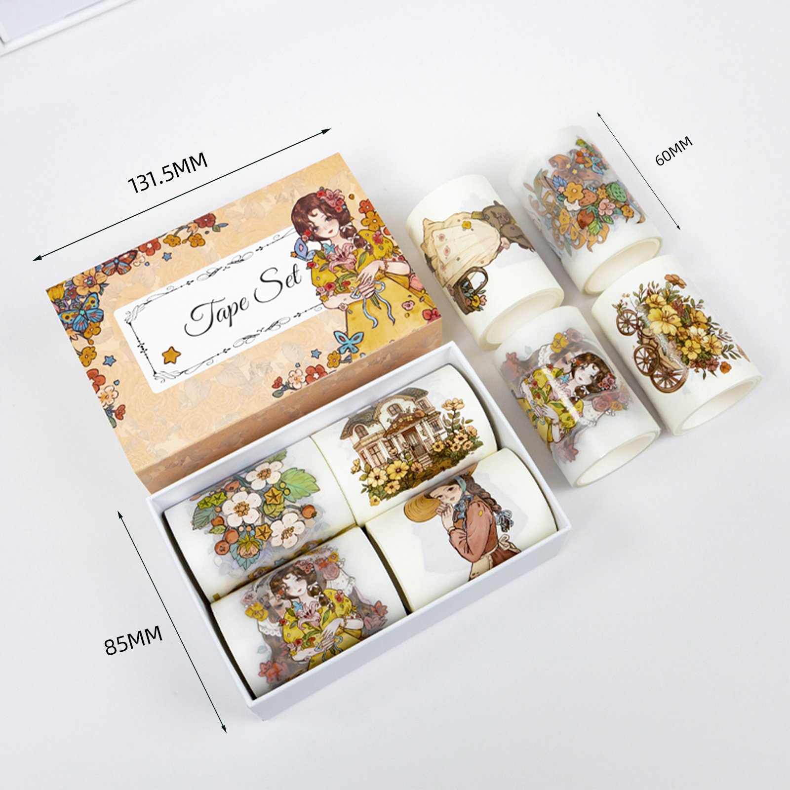 DH Original Designs Pre Cut Matte PET Tapes Stickers For Craft Scrapbook Laptop Phone DIY Cute Girls PET Washi Tape Set
