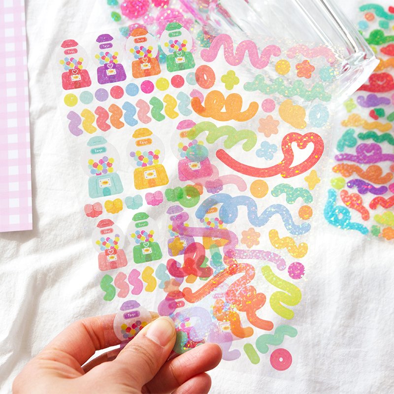 Custom Logo PVC Kiss Cut Vinyl Stickers Sheet High Quality Glossy PET Material High Adhesion Cartoon Business Promotional Use