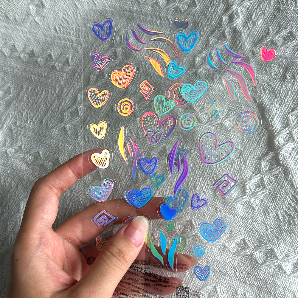 Custom Logo PVC Kiss Cut Vinyl Stickers Sheet High Quality Glossy PET Material High Adhesion Cartoon Business Promotional Use