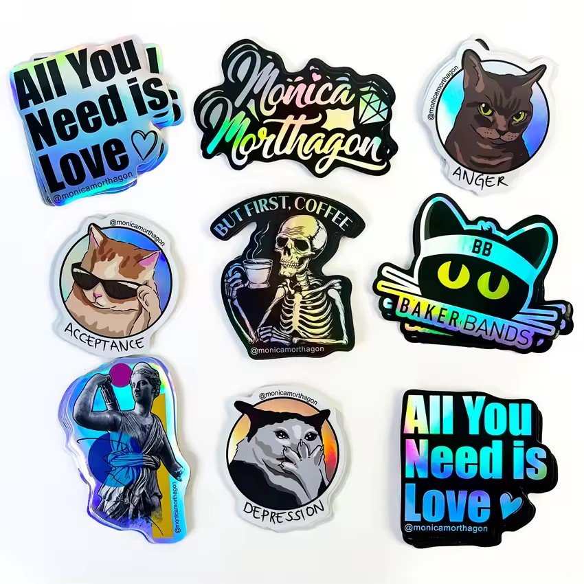 Hot Selling Custom Printing Waterproof Vinyl Stickers Die Cut Label Logo Cartoon Stickers Adhesive PVC Label Sticker