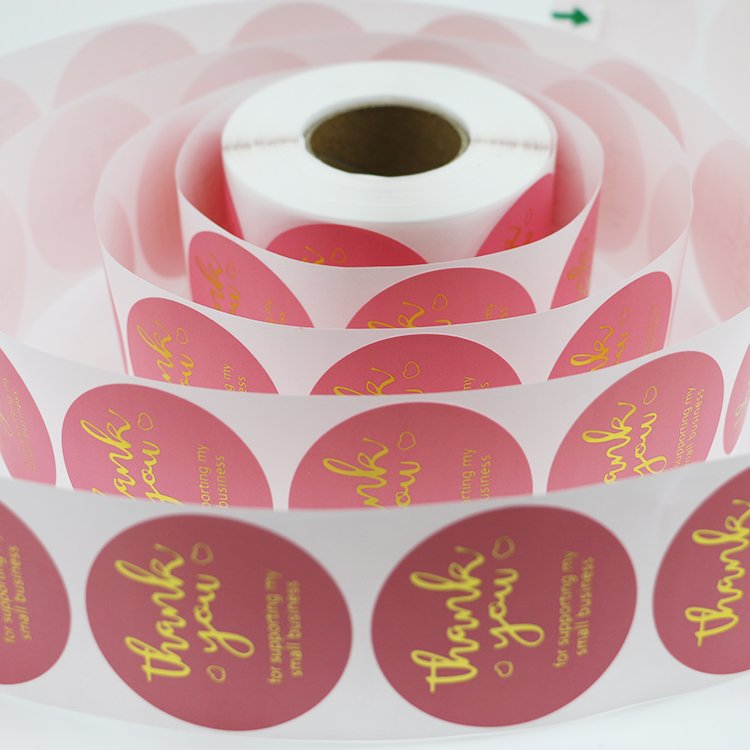 Thank You Stickers Small Business 2inch Round Labels With 4 Designs Stickers Roll With Gold Font Thank You Waterproof Sticker