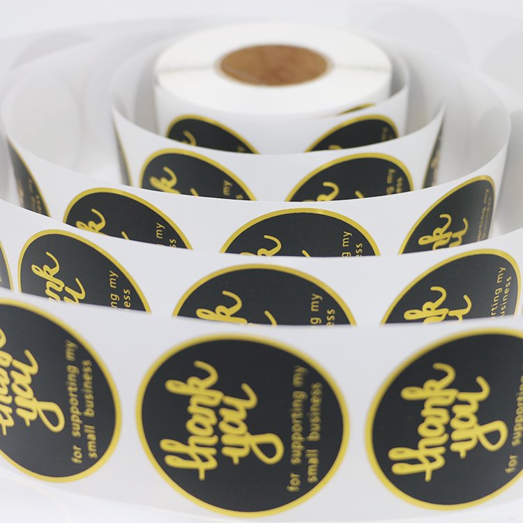 Thank You Stickers Small Business 2inch Round Labels With 4 Designs Stickers Roll With Gold Font Thank You Waterproof Sticker