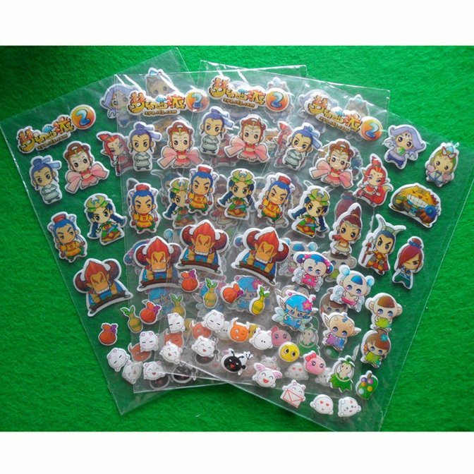 Custom puffy sticker sheet for kids wholesale cartoon children stickers 3d bubble puffy stickers