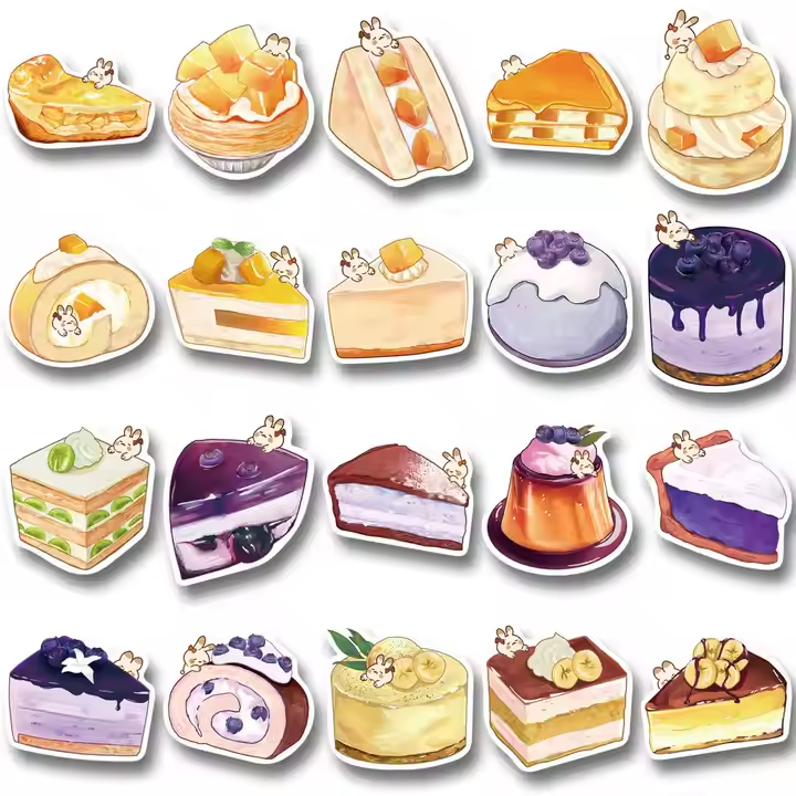 Custom cartoon PC self-adhesive sticker Waterproof PET profile die-cut vinyl label PC paper Holographic gift printing custom
