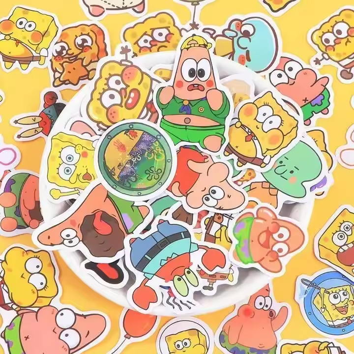 Custom cartoon PC self-adhesive sticker Waterproof PET profile die-cut vinyl label PC paper Holographic gift printing custom
