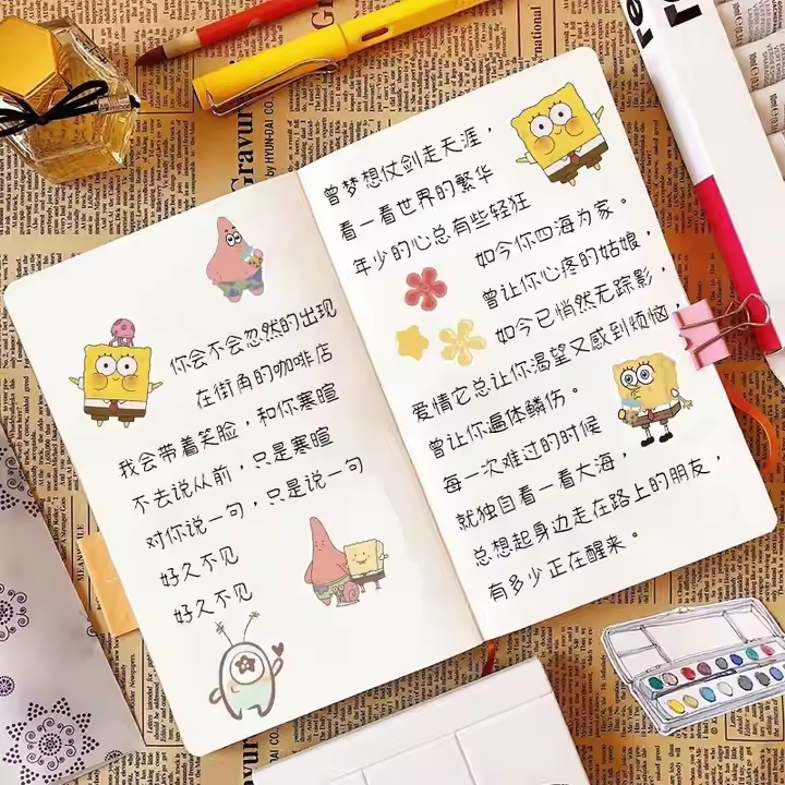 Custom cartoon PC self-adhesive sticker Waterproof PET profile die-cut vinyl label PC paper Holographic gift printing custom
