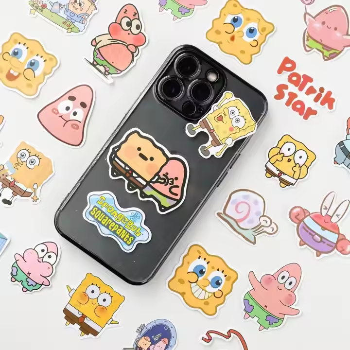 Custom cartoon PC self-adhesive sticker Waterproof PET profile die-cut vinyl label PC paper Holographic gift printing custom