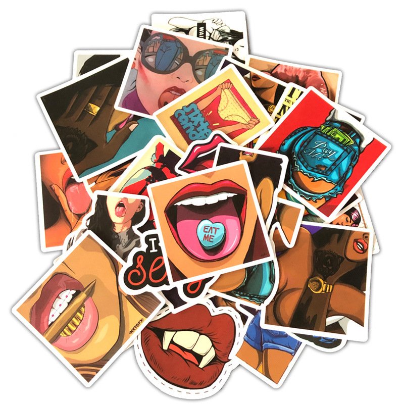50Pcs Cartoon Sexy Beauty Personalized Removable Stickers Trolley Case Laptop Skateboard Guitar Graffiti Stickers