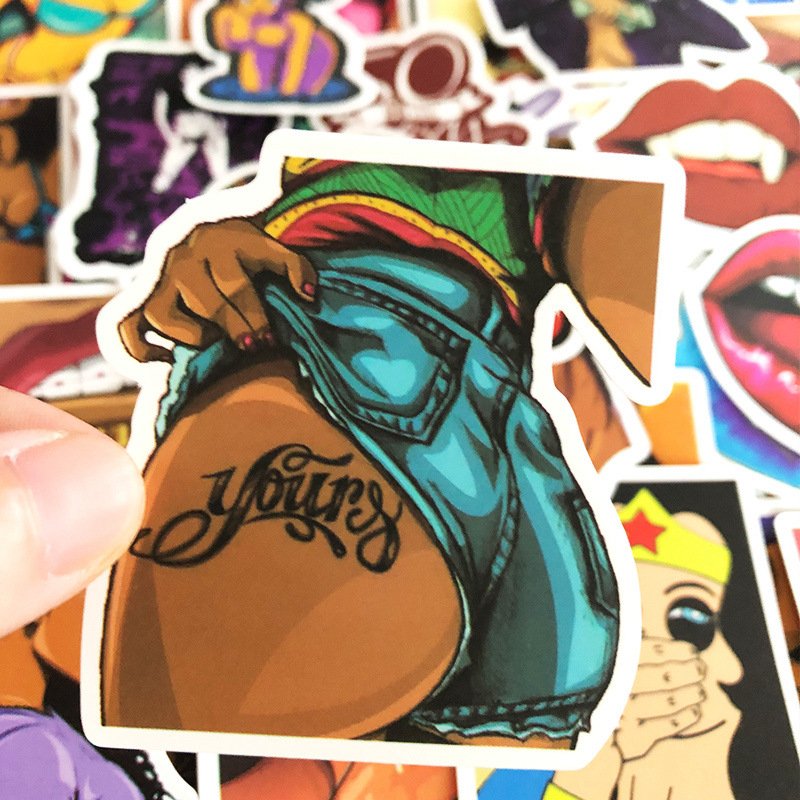 50Pcs Cartoon Sexy Beauty Personalized Removable Stickers Trolley Case Laptop Skateboard Guitar Graffiti Stickers