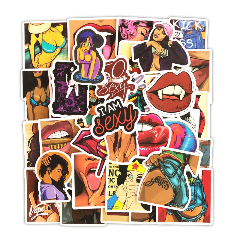 50Pcs Cartoon Sexy Beauty Personalized Removable Stickers Trolley Case Laptop Skateboard Guitar Graffiti Stickers