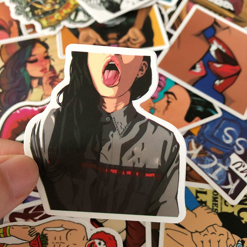50Pcs Cartoon Sexy Beauty Personalized Removable Stickers Trolley Case Laptop Skateboard Guitar Graffiti Stickers