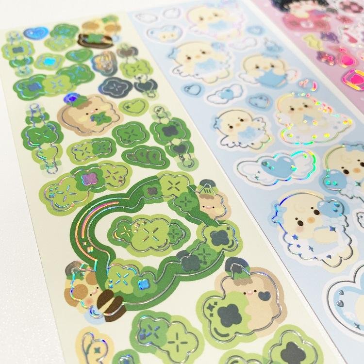 High Quality Shimmering Custom Printed Stickers Kiss Cut Colorful Thick Glitter Planning Stickers