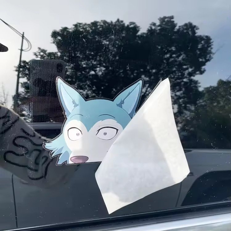 Custom cartoon design sticker waterproof anime peeking car decal with transfer paper