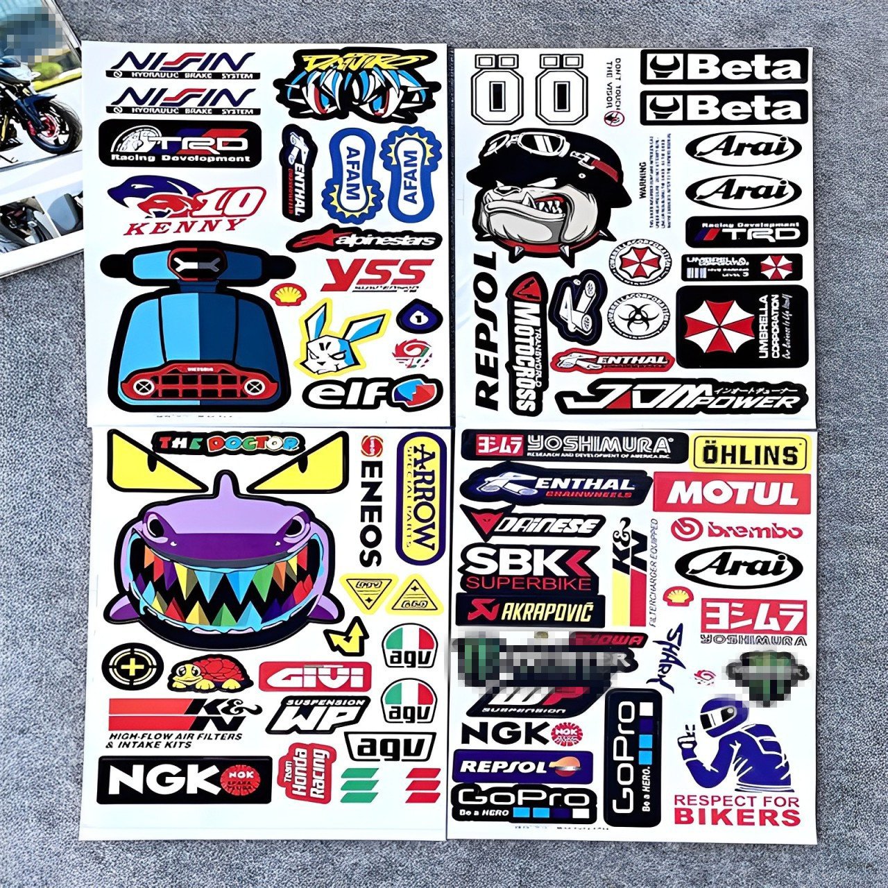 Customized Motorcycle helmet Stickers Creative Cartoon Waterproof Adhesive Decorative Motorcycle Sticker for Skateboards