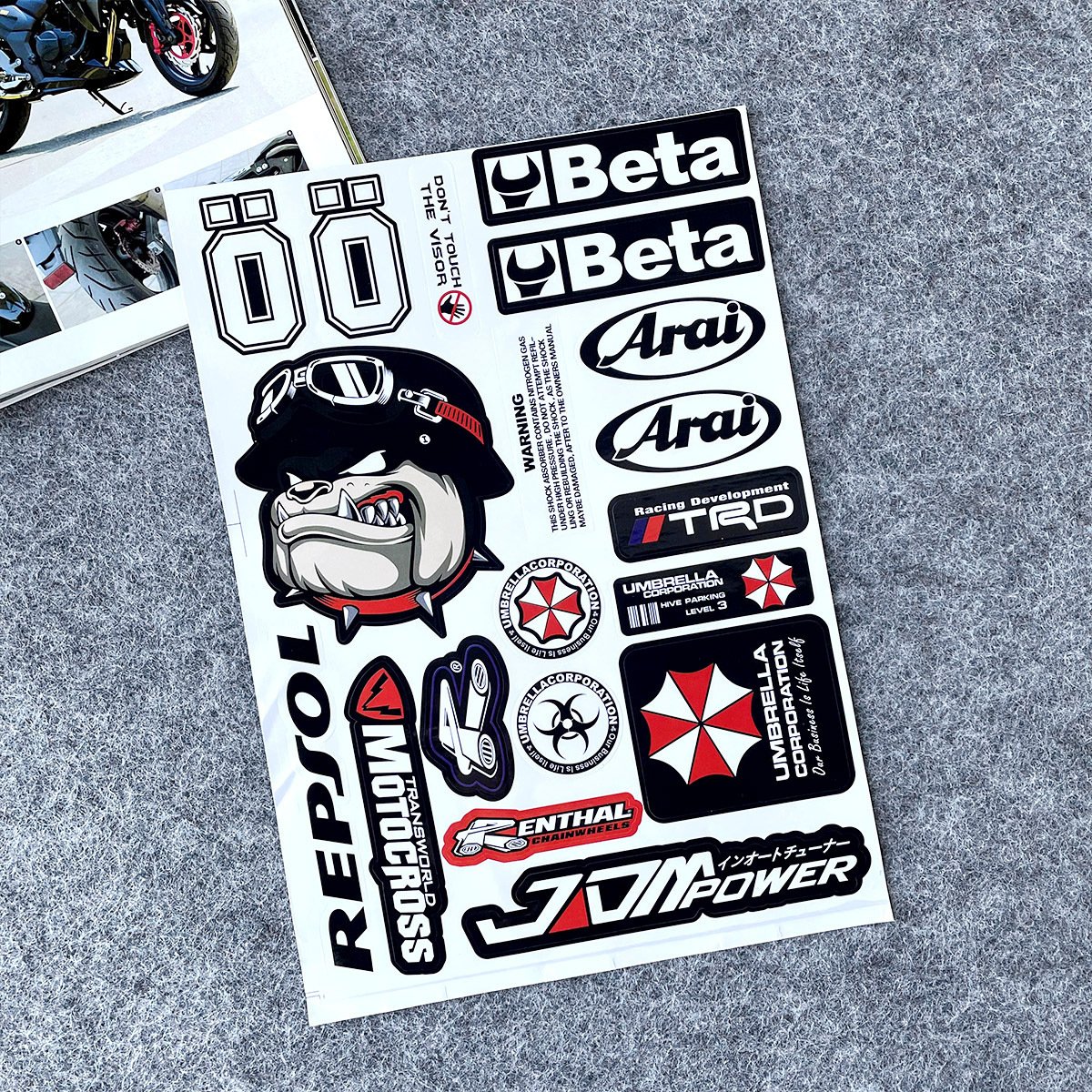 Customized Motorcycle helmet Stickers Creative Cartoon Waterproof Adhesive Decorative Motorcycle Sticker for Skateboards