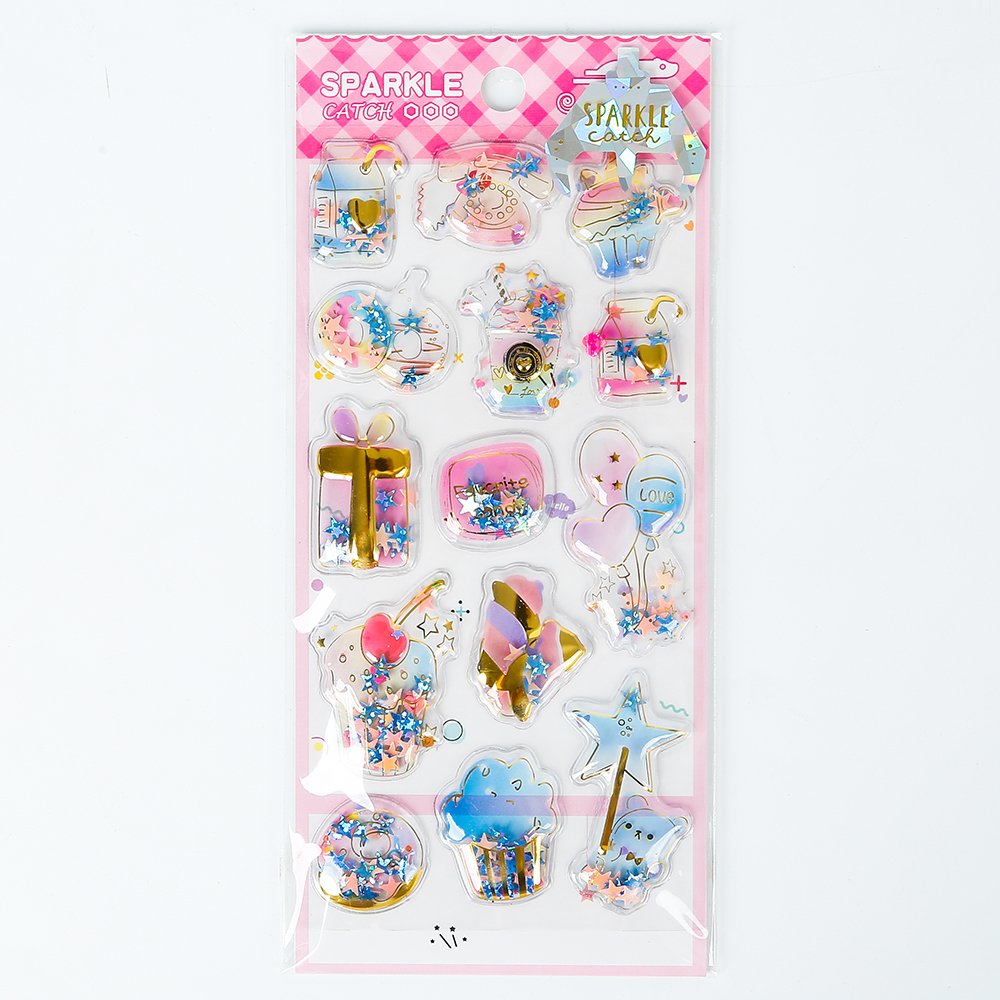 Variety of shapes Yoyo sticker painting children's three-dimensional cartoon stickers cute shaking water injection stickers