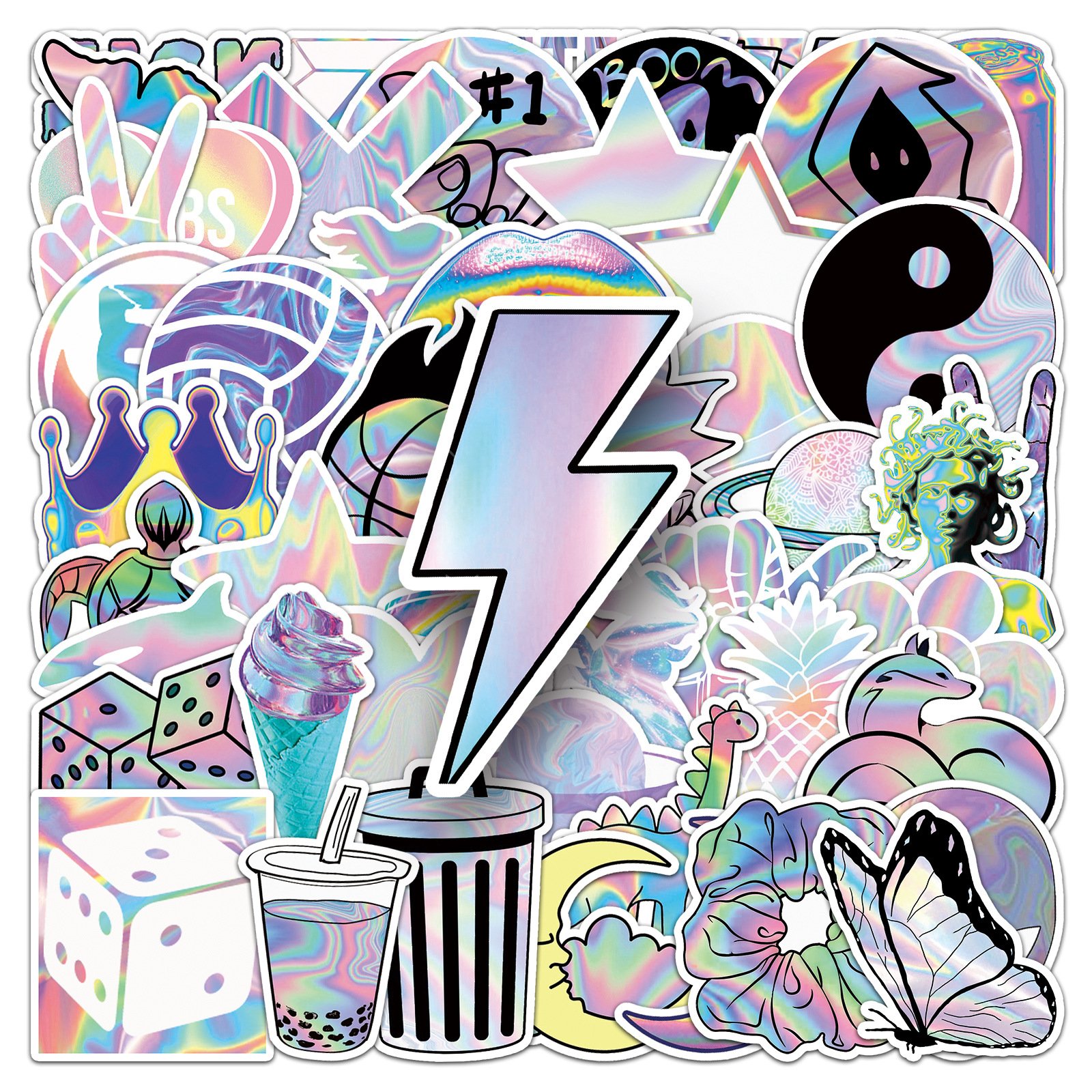 Holographic laser graffiti waterproof foreign trade wholesale decorative motorcycle luggage creative stickers