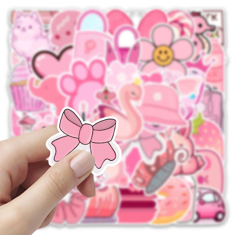 54pcs pink cartoon items waterproof pvc sticker for laptop luggage refrigerator skateboard phone decoration