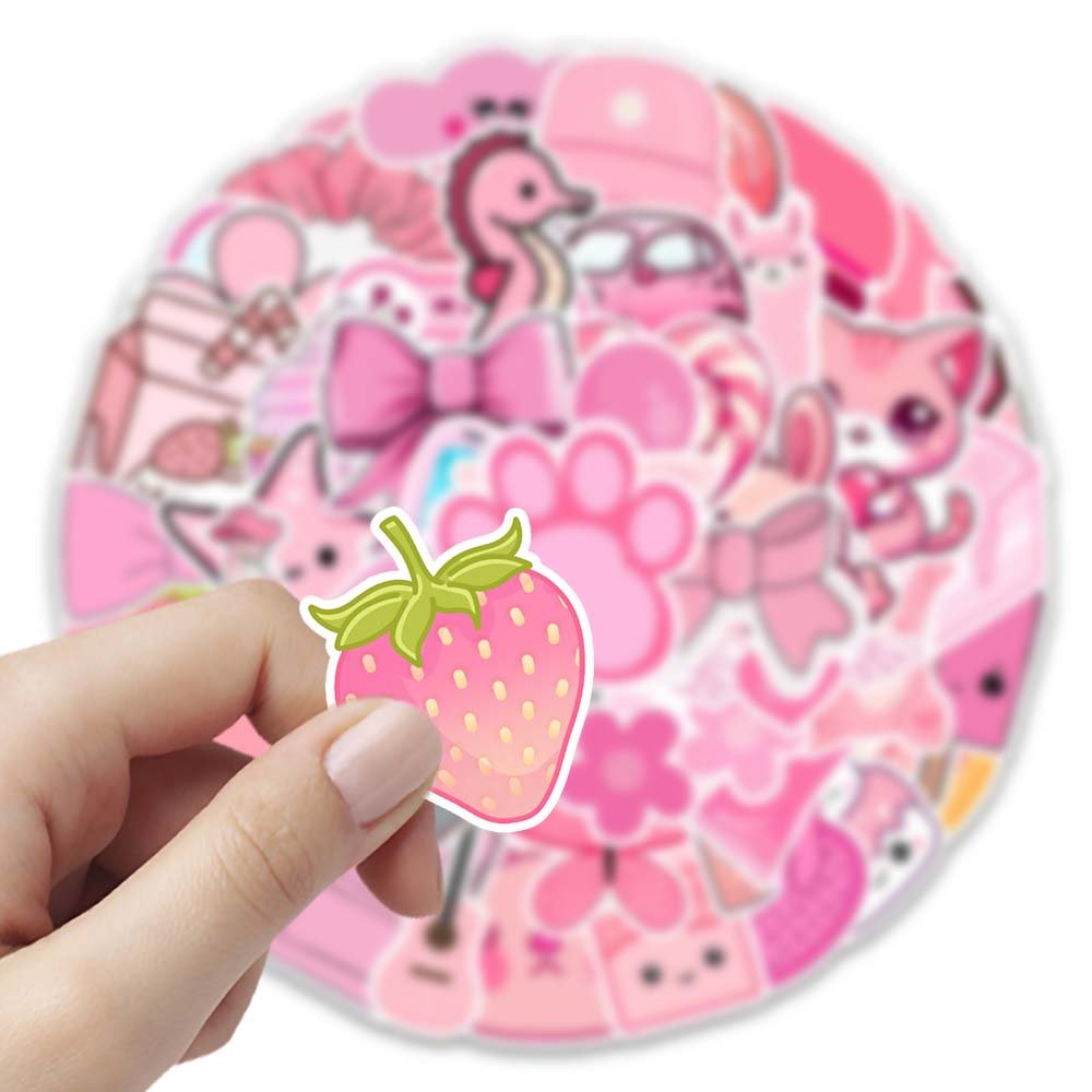 54pcs pink cartoon items waterproof pvc sticker for laptop luggage refrigerator skateboard phone decoration