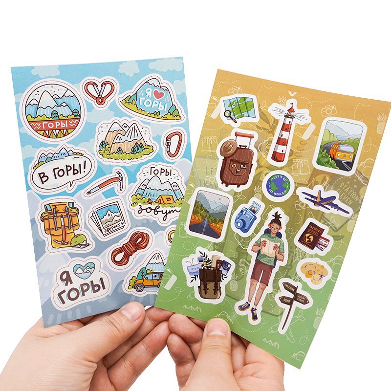 Customized Printed Waterproof Paper Vinyl Self Adhesive Custom Sticker Sheet Cartoon Kiss Cut Glitter Sticker