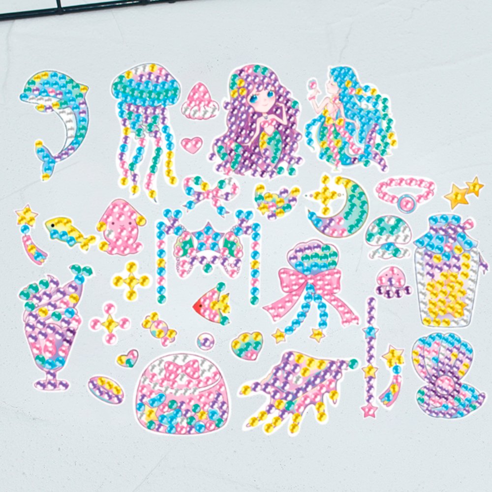 Children's Most Popular Handmade Diy Crystal Diamond Cartoon Mermaid Princess Diamond Painting Stickers