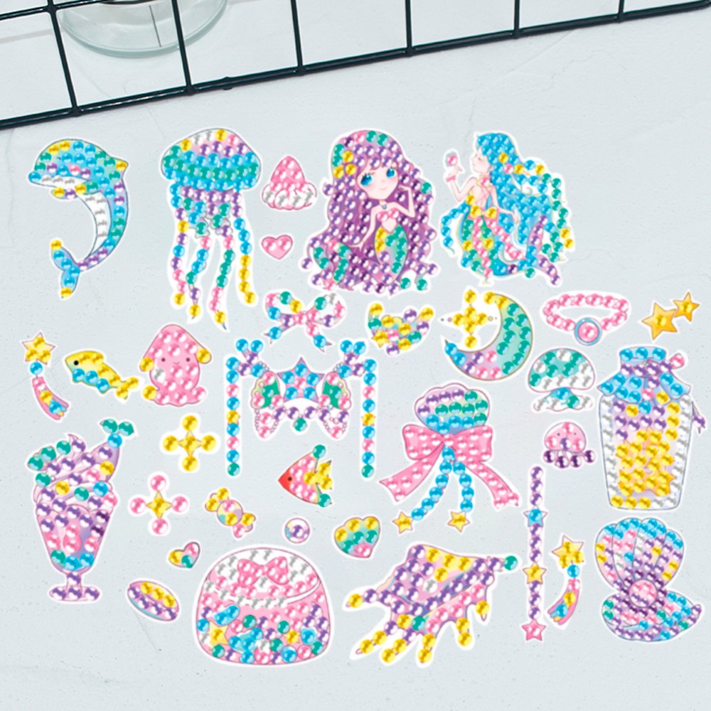 Children's Most Popular Handmade Diy Crystal Diamond Cartoon Mermaid Princess Diamond Painting Stickers