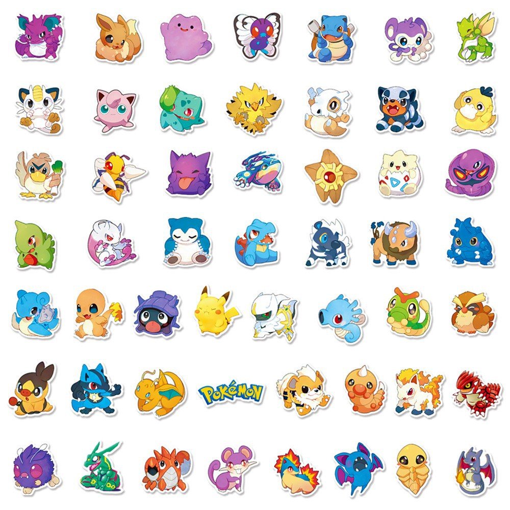 100Pcs Cute Classical Japan Cartoon Poke Mon Pikachu Stickers For Water Bottle Cup Laptop Luggage Guitar Diy Decorative