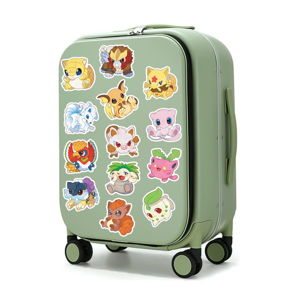 100Pcs Cute Classical Japan Cartoon Poke Mon Pikachu Stickers For Water Bottle Cup Laptop Luggage Guitar Diy Decorative