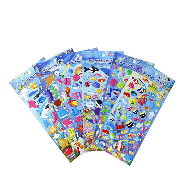 Custom waterproof reusable pvc puffy cartoon sticker for kids